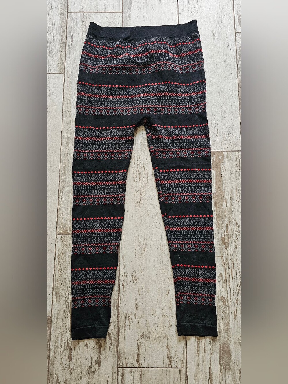 Lane Bryant Black & Red Patterned Leggings / Footless Tights E / F